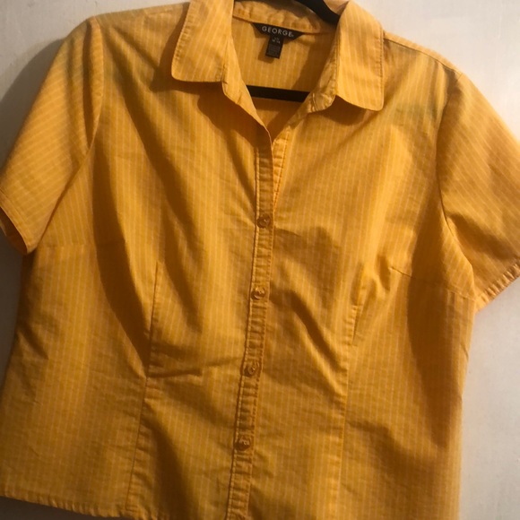 George very yellow fitted button up blouse. Could be jacket with tank. Large. - Picture 1 of 7